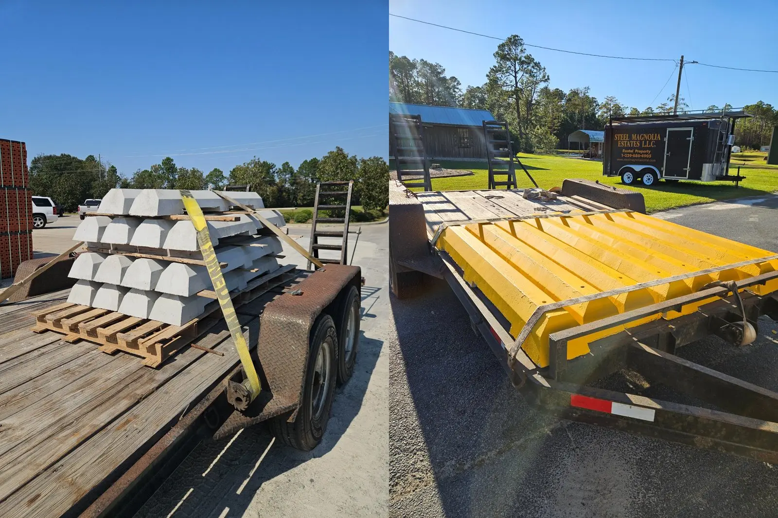 Before and after wheel stop installation project by Peach State Stripe
